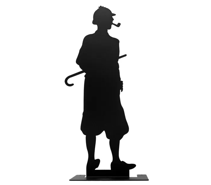Silhouette des Detektivs Sherlock Holmes aus lasergeschnittenem Metall