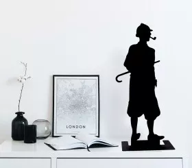 Deko-Silhouette Sherlock Holmes Metall schwarz