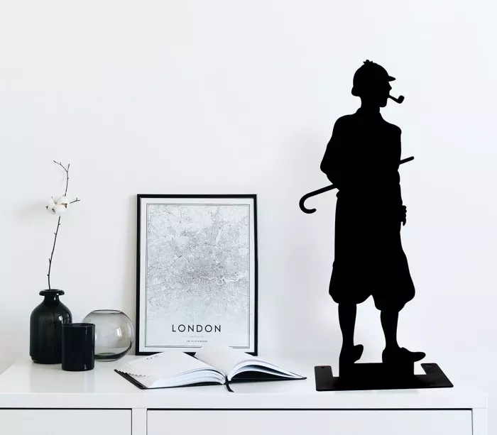 Decorative silhouette Sherlock Holmes black metal