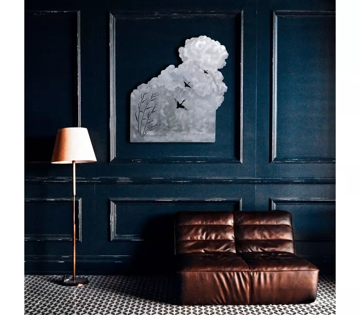 Panneau décoratif en acier inoxydable brossé découpé au laser