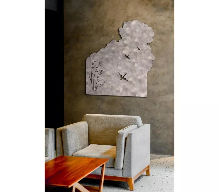 Tableau décoratif en métal découpé au laser inspiré des estampes japonaises