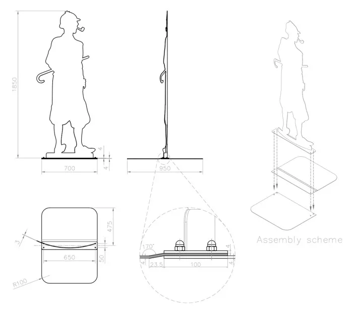 Shohan-design sculpture silhouette assembly description