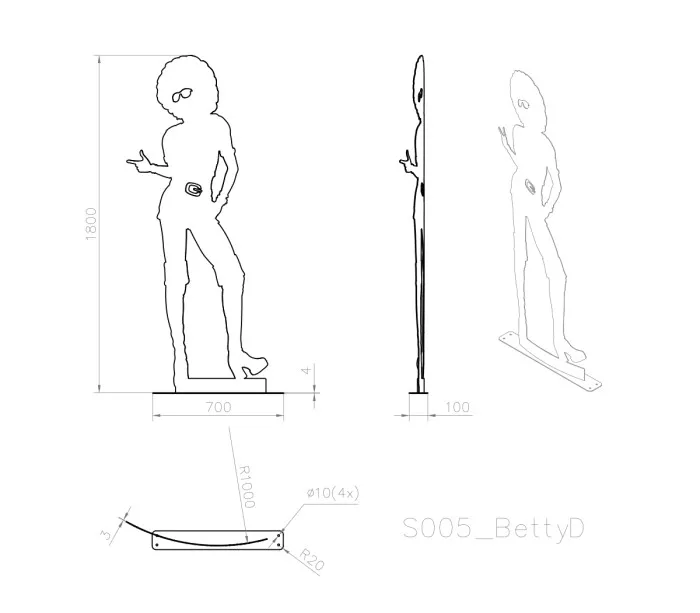 Betty D silhouette sculpture