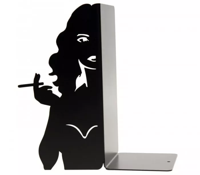 Serre-livres déco Pin-up "Cigarette" grand format métal noir