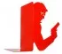 Large red metal bookend inspired by movies action and thriller