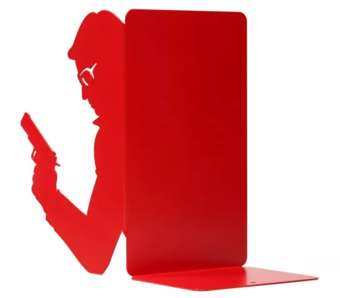Big metal bookends to stall comics on shelves
