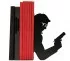 black metal bookend for comic books
