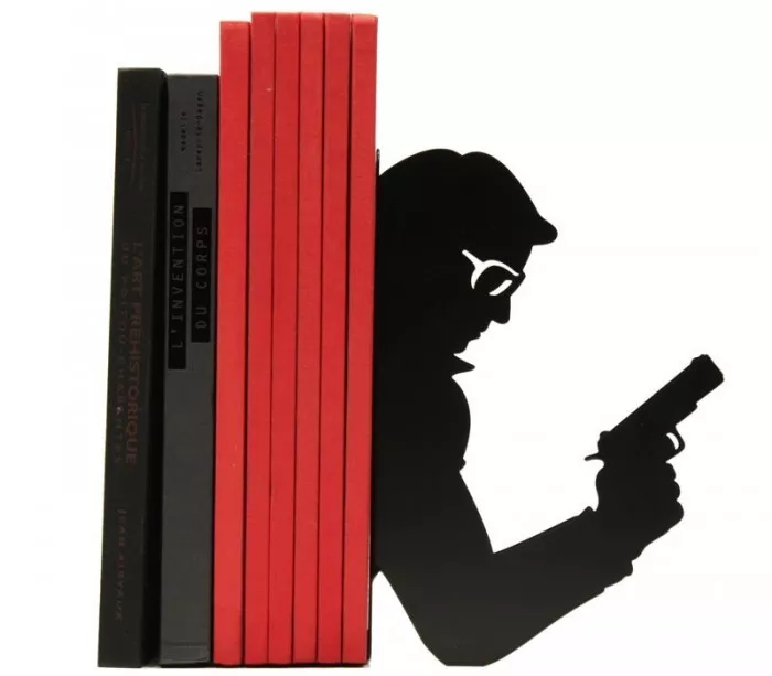 black metal bookend for comic books