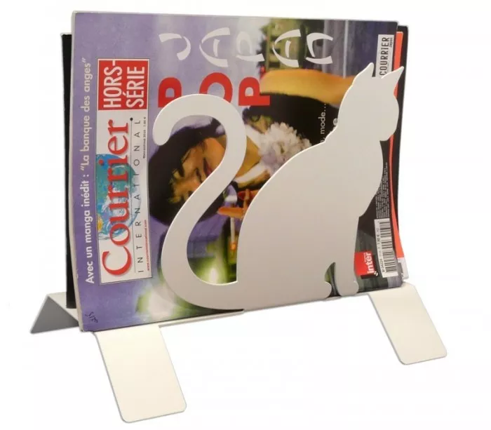 Porte-journaux contemporain blanc "Les chats"
