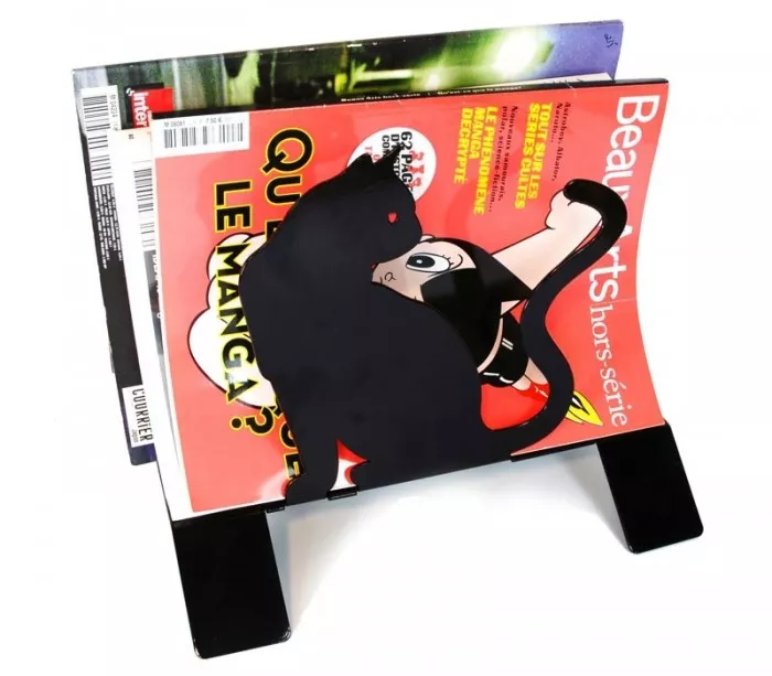 Porte-revues déco design noir "Les chats"